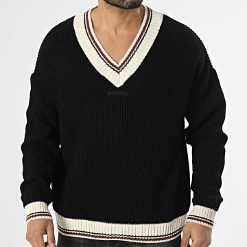 Riches Paris - V-hals Trui 940 Zwart Licht Beige Bruin