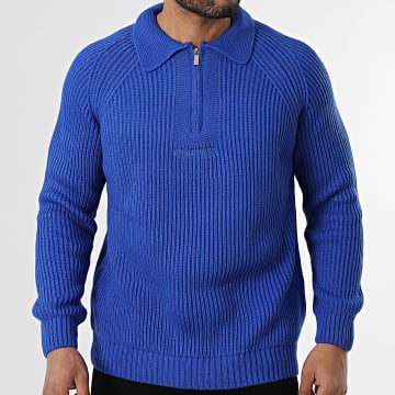 Riches Paris - Trui Col Rits met Gebreid 943 Koninklijk Blauw