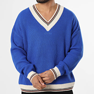 Riches Paris - V-hals Trui 940 Koninklijk Blauw Licht Beige Zwart Bruin