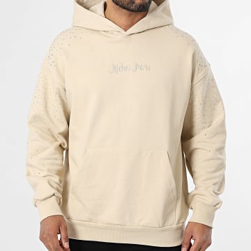 Riches Paris - Sweat Hoodie Met Strass 905 Beige