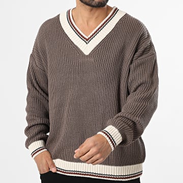 Riches Paris - V-hals Trui 940 Bruin Licht Beige Zwart