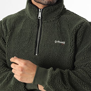 Schott NYC - Hoodie Fleece Stehkragen Mit Reißverschluss Andric 2 Olivgrün