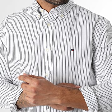 Tommy Hilfiger - Camisa Manga Larga A Rayas Core Hairline Poplin 1399 Blanco