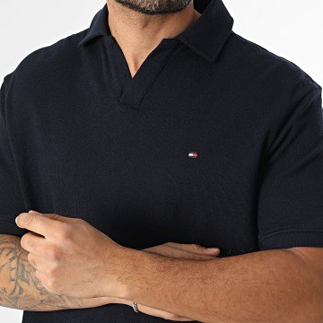Tommy Hilfiger - Polo Manches Courtes Col V IC Crepe 0297 Bleu Marine