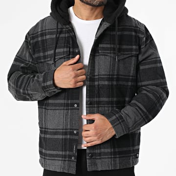 Vans - Chaqueta con Capucha a Cuadros Piedmont 00P7V Gris Oscuro Jaspeado