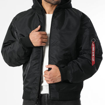Alpha Industries - Jass Bomber Met Capuchon MA-1 D-Tec Studio 156143 Zwart