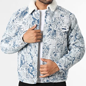 John H - Chaqueta Vaquero Cuello de Oveja 805 Blanco Azul Denim