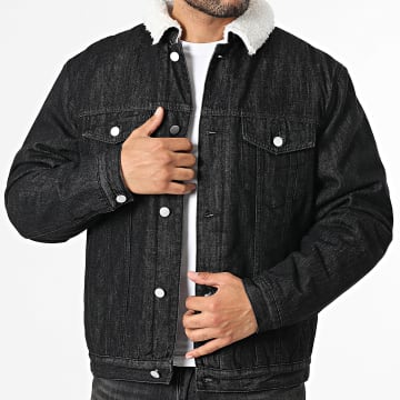 John H - Veste Jean Col Mouton 803 Noir