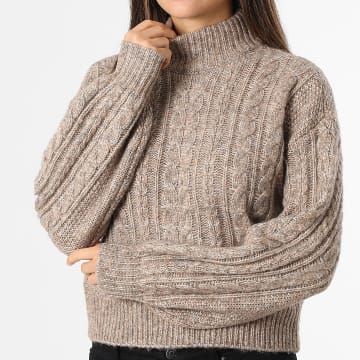 Only - Maglia Crop Donna Ida Beige Scuro