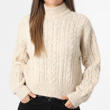 Only - Maglia Crop Donna Ida Beige Chiaro