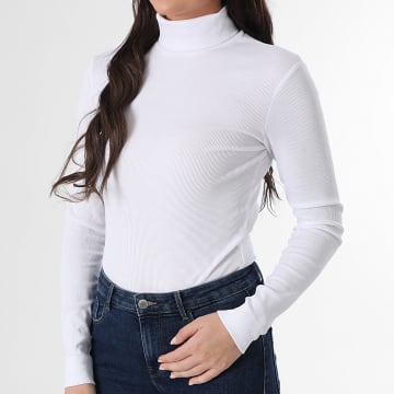 Only - T-Shirt Lange Mouwen Rib voor Vrouwen Lucky Wit