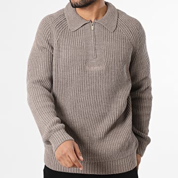 Riches Paris - Pull Col Gevoerd 943 Donker Beige