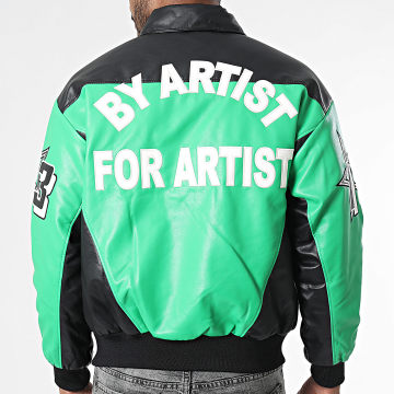 Riches Paris - Veste Biker Simili Cuir 907 Vert Noir