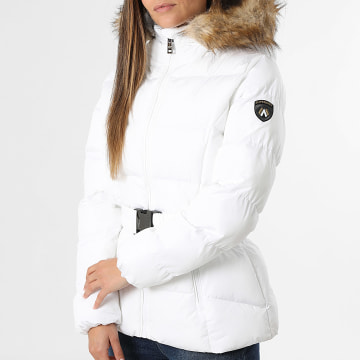 Superdry - Doudoune Capuche Fourrure Zippée Femme Fuji W5011928A Blanc