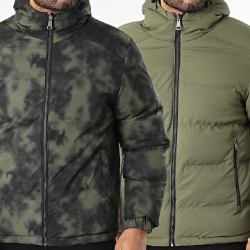 John H - Plumífero con Capucha Reversible 05 Verde Caqui