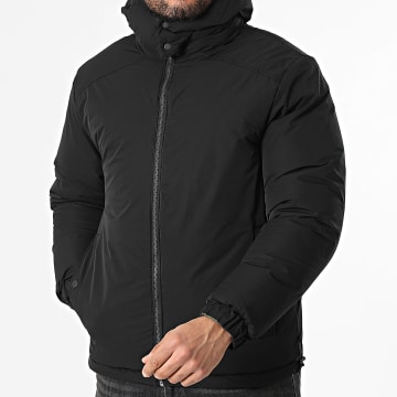 John H - Plumífero con capucha reversible 04 Verde Kaki Negro