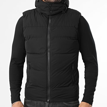 John H - Plumífero con capucha sin mangas 07 Negro