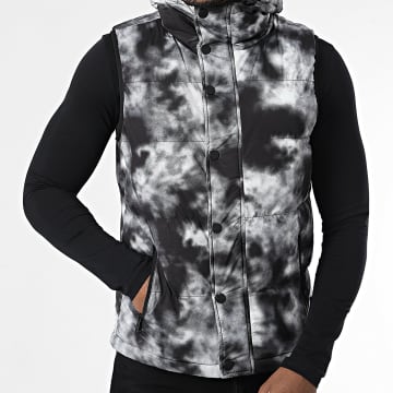 John H - Piumino con cappuccio senza maniche 06 Nero Grigio