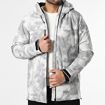 John H - Parka con capucha 016 Gris Blanco