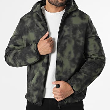 John H - Parka con capucha 12 Verde Kaki Negro