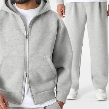 LBO - Tracksuit Zip Hoodie And Trouser Pleated Neoprene Effect 2374 Grey Mottled