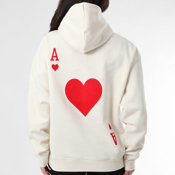 Luxury Lovers - Felpa con cappuccio Relaxed Donna The Ace Of Hearts Rosso Beige
