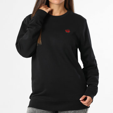 Luxury Lovers - Sudadera Cuello Redondo Mujer Bordado Rosas Negro