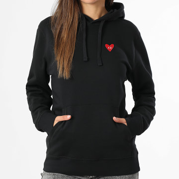 Luxury Lovers - Felpa con Cappuccio Donna Ricamo Cuore Rosso Nero