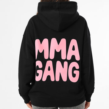 MMA GANG - Sweat Capuche Relaxed Femme MMA GANG Noir Blanc Rose