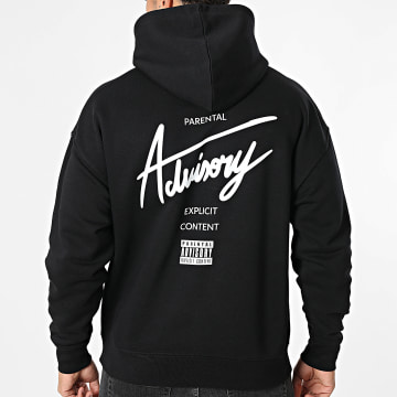Parental Advisory - Felpa con Cappuccio Relaxed Piccolo Logo Fronte Nero