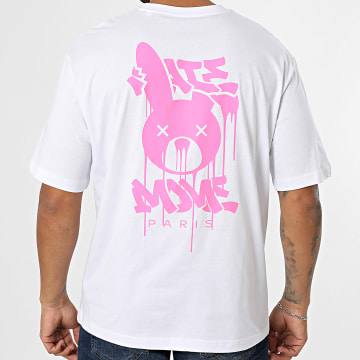 Sale Môme Paris - Tee Shirt Lapin Wild Club Blanc Rose Fluo