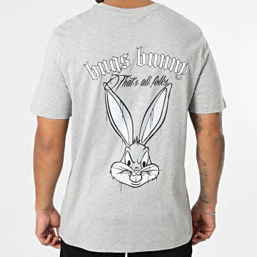 Looney Tunes - Tee Shirt Oversize Badge Rond Front Back Bugs Bunny Gris Chiné