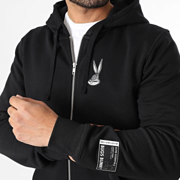 Looney Tunes - Sweat Zippé Capuche Patch Bugs Bunny Noir