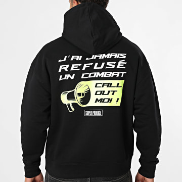 Super Prodige - Sudadera Capucha Relaxed Call Out Negro Amarillo Fluo