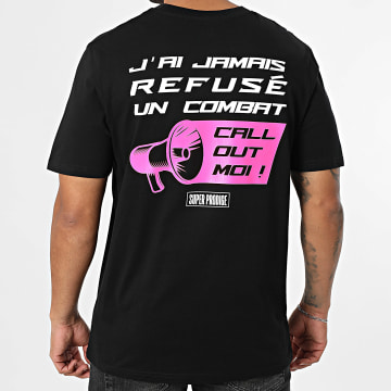 Super Prodige - Camiseta Oversize Grande Call Out Negro Rosa Flúo