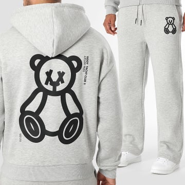 Teddy Yacht Club - Conjunto Sudadera con Capucha y Pantalón Jogging Negro 3D Gummy Gris Negro