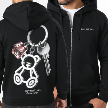 Teddy Yacht Club - Sweat Zippé Capuche Feeling Lucky Noir