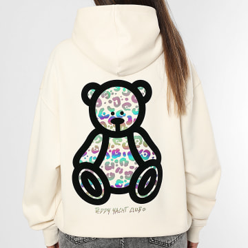 Teddy Yacht Club - Sudadera con capucha relajada mujer Rainbow Cheetah Beige