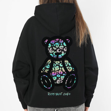 Teddy Yacht Club - Sudadera con capucha relajada mujer Rainbow Cheetah Negro