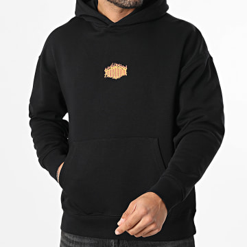 Vald - Sweat Capuche Relaxed Small Flamme Noir