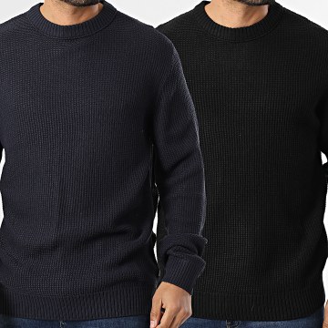 Jack And Jones - Pack de 2 Jerséis Roy Azul Marino Negro