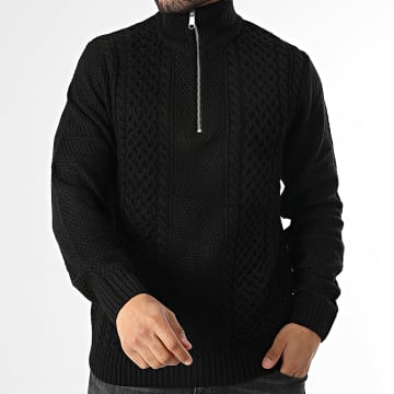 Jack And Jones - Pull Col Montant Zippé Paul Noir