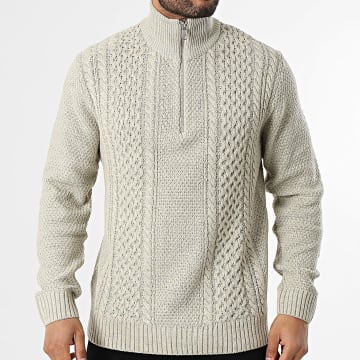 Jack And Jones - Pull Col Montant Zippé Paul Beige