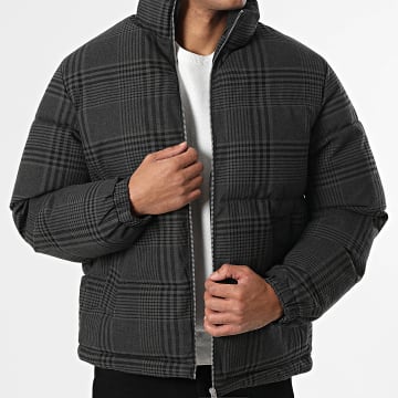 Jack And Jones - Doudoune A Carreaux Grand Gris Anthracite Noir