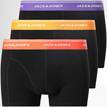 Jack And Jones - Lot De 3 Boxers Dawson Solid Noir Jaune Orange Violet