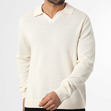 Jack And Jones - Jersey de cuello en V texturizado Greene Beige Claro