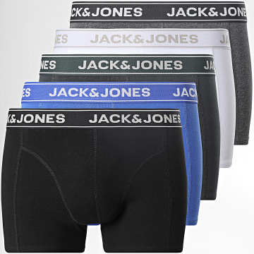 Jack And Jones - Lot De 5 Boxers Friday Blanc Bleu Roi Gris Anthracite Vert Kaki Foncé Noir