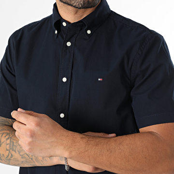 Tommy Hilfiger - Camisa de Manga Corto Flex Poplin Solid 2248 Azul Marino