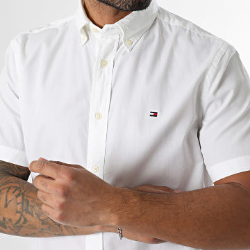 Tommy Hilfiger - Camisa de Manga Corta Flex Poplin Sólido 2248 Blanco