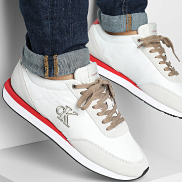 Calvin Klein - Zapatillas Retro Runner Essential Mix 1361 Oyster Bright White Adrenaline Rush